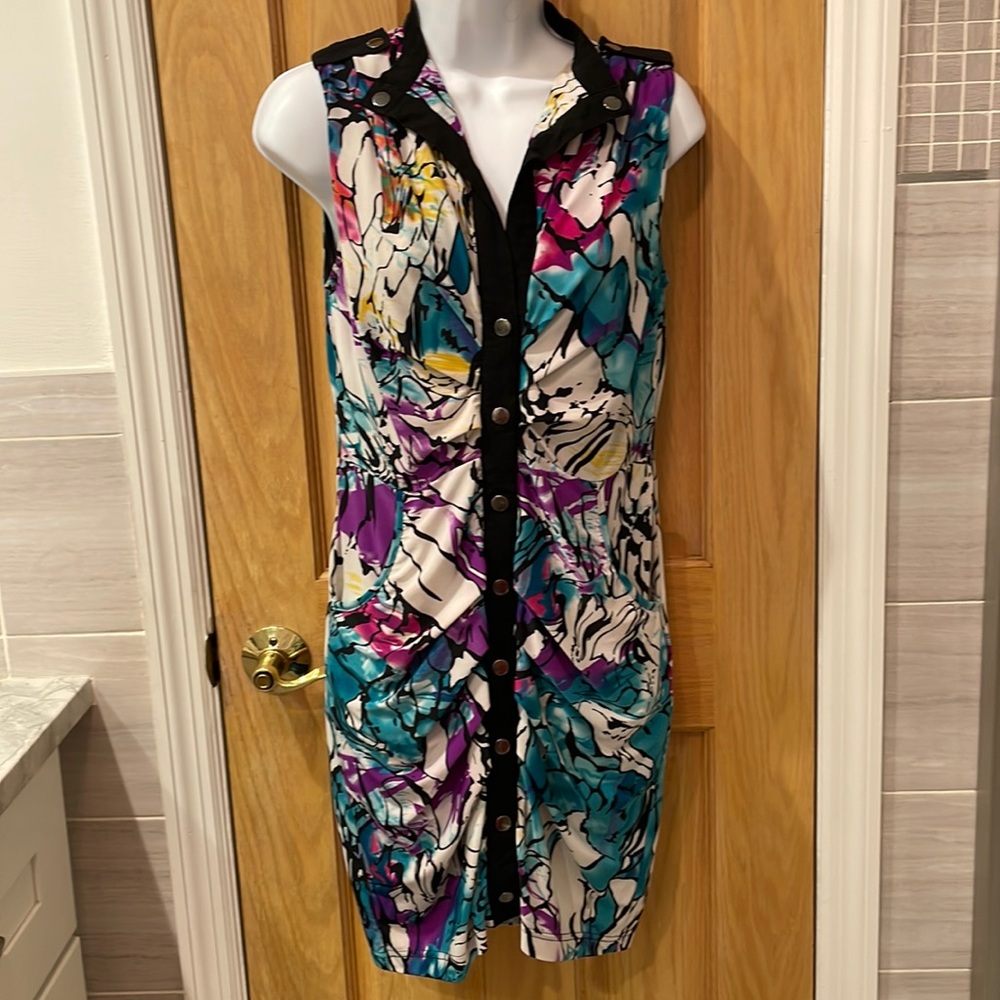 P. Luca Milano Tropical Print Shirt Dress
